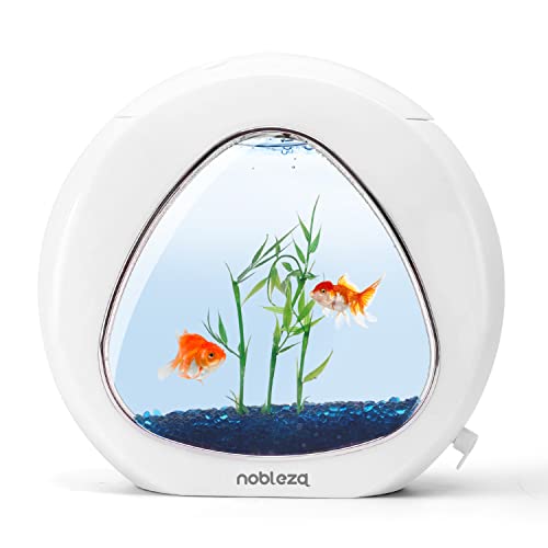 Nobleza - Acquario Nano Fish Tank con luci LED incorporate e Pompa dell Acqua, acquari Tropicali, 4 Litri, Bianco