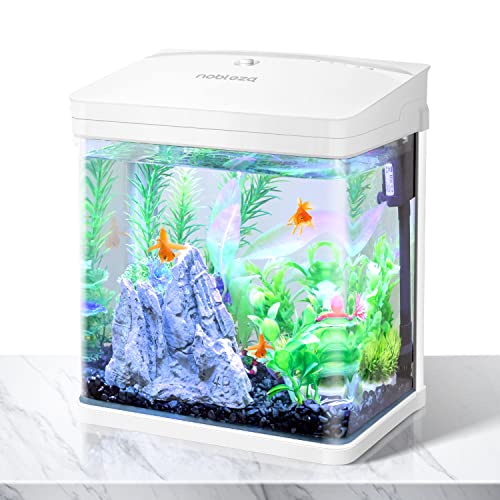 Nobleza - Nano Acquario in Vetro per Pesci Acqua Tropicali con Illuminazione a LED e Filtro Inclusa. 7 Litri, Color Bianco.