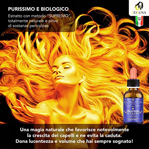 OLIO DI RICINO BIOLOGICO 100% Puro Naturale, Made in Italy, Pressat...