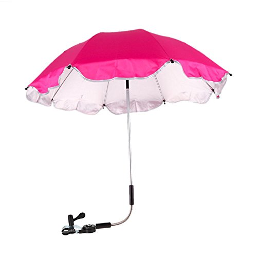 Ombrellino Parasole per Passeggino Universale Anti UV Regolabile a 360 Gradi Sun Canopy Ombrello per Passeggino Bambino (Rosa scuro)