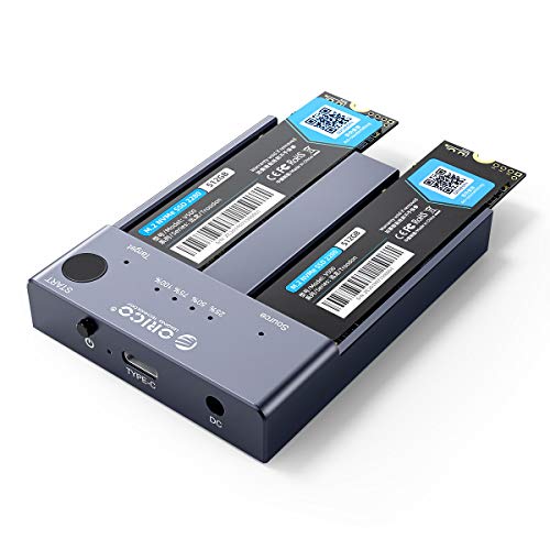 ORICO NVME Clone Docking Station, Dual-Bay Case SSD M.2 NVMe USB C USB3.1 Gen2 10Gbps con Funzione Duplicatore Offline per PCIe M-Key 2242 2260 2280 22110 M.2 SSD,Tool-free (SSD non inclusa)- M2P2