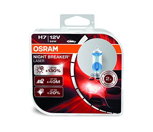 OSRAM 64210NBL-HCB Night Breaker Laser H7 12V 55W, Confezione da 2 Pezzi