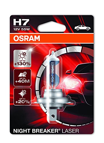 OSRAM NIGHT BREAKER LASER H7, lampada alogena per proiettori, 64210NBL-01B, 12V PKW, blister singolo (1 pezzo)