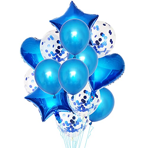 Palloncini Azzurri Coriandoli, Party Balloon per Matrimonio, Compleanno,Palloncini Blu Perlati per Decorazioni Festa Nascita Bambino, Cerimonia Party Decorazioni，Matrimonio Blu (12 Pollici)
