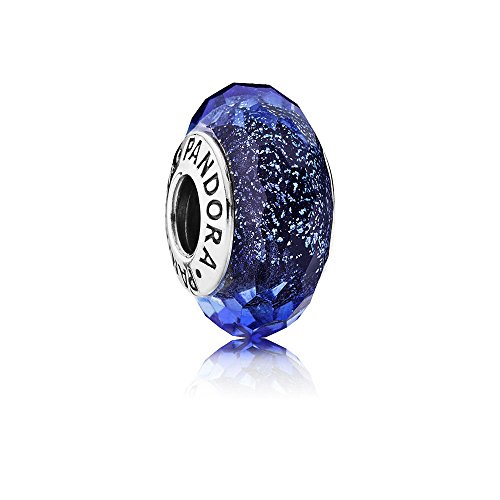 Pandora Charm da donna con sfaccettature iridescenti, argento 925, vetro blu, 791646, Vetro, vetro