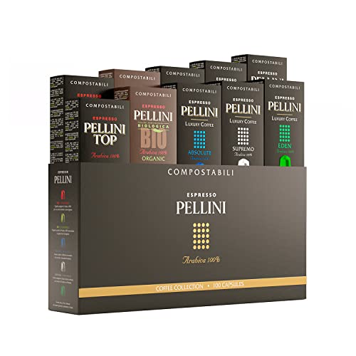 Pellini Gift Box Multipack 100 Capsule Compatibili Nespresso, Compostabili e Autoprotette - 500 g