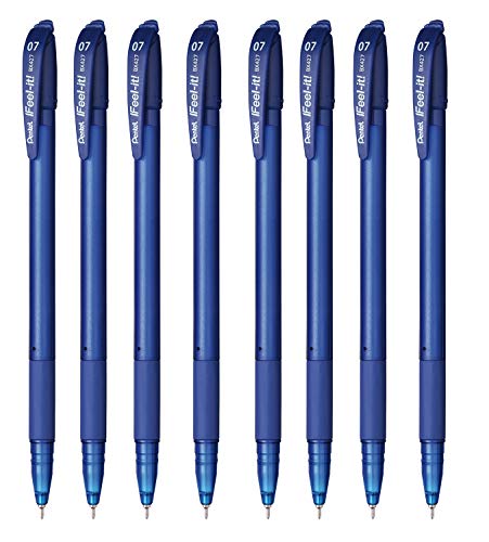 Pentel BX427 Penna Sfera a Cappuccio, 0.7 mm, Blu, Taschina 8 pezzi