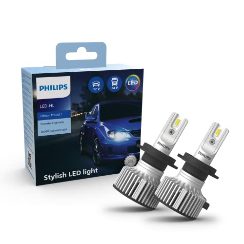 Philips Ultinon Pro3021 LED lampadina fari auto (H7), luce bianca fredda da 6.000K, confezione doppia