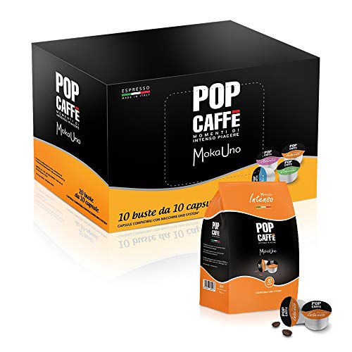 POP CAFFE  MOKA UNO .1 MISCELA INTENSO 100 CAPSULE COMPATIBILI UNO SYSTEM, ILLY E KIMBO