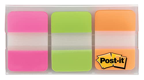 Post-it 686-PGOT - Index Medium Strong Segnapagina Adesivi, Colori Assortiti, Formato 25.4x38.1 mm, Dispenser da 3 Blocchi da 12 Foglietti (36 Linguette)