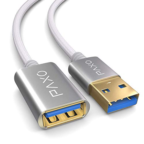 Prolunga USB 3.2 Gen2 da 5 m, 10 Gbps (= 1,25 GB s), cavo di prolunga USB A-A, bianco, connettore in alluminio, rivestimento in tessuto