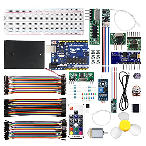 QIACHIP Kit starter basato su Arduino UNO R3 e scheda controller compatibile con Arduino IDE, incluso interruttore remoto wireless relè con RF 433 MHz kit trasmettitore e ricevitore
