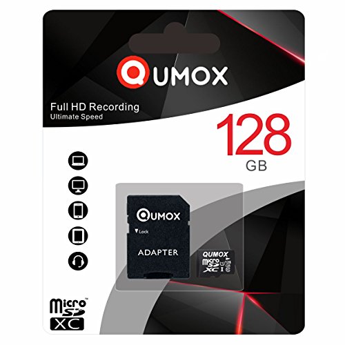 QUMOX 128 GB Micro SD Memory Card Classe 10 UHS-I da 128 GB ad Alta velocità velocità di Scrittura 30 MB s velocità di Lettura Fino a 80 MB S R