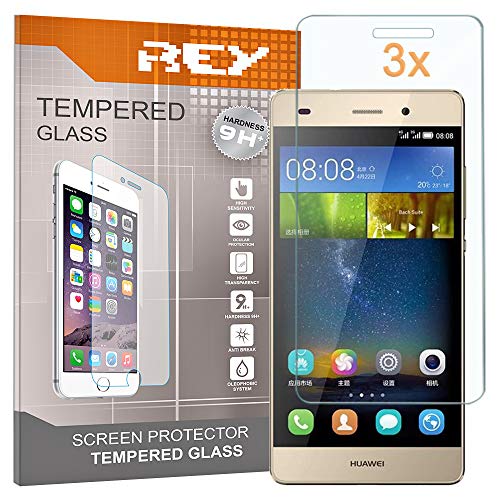 REY Pack 3X Pellicola salvaschermo per Huawei P8 Lite Smart, Pellicole salvaschermo Vetro Temperato 9H+, di qualità Premium