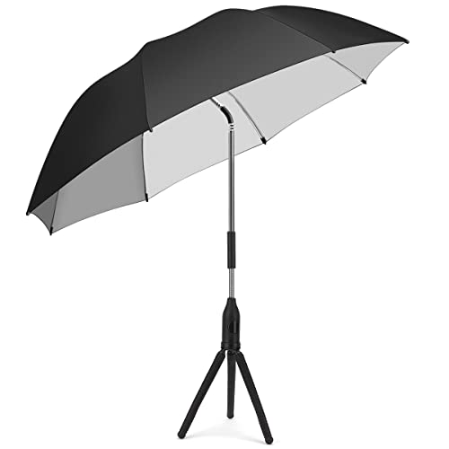 RIOGOO Ombrellone per passeggino Ombrello universale 50+ UV per bambini e neonati Protezione solare con manico ad ombrello per carrozzina, passeggino, passeggino e passeggino-nero