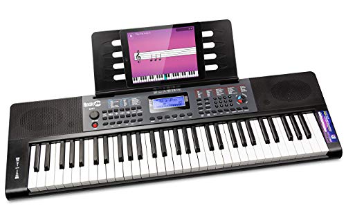 Rockjam 61 Piano Tastiera Keyboard Con Pitch Bend, Alimentazione, Stand Musica, Adesivi Per Pianoforte, Nero