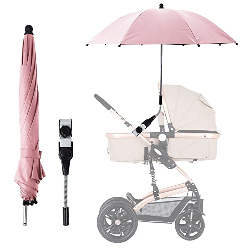 ROCKY&CHAO Ombrello universale per passeggino, protezione UV 50+, per passeggino e carrozzina, con manico per ombrellone