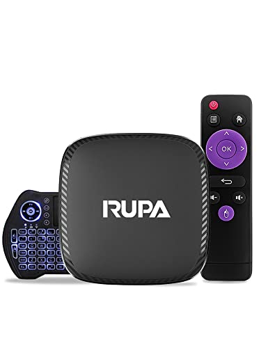 RUPA Android 10.0 TV Box, Android Box 4GB ROM 64GB RAM con Mini Tastiera Wireless, Smart Android TV Box Supporto Allwinner H616 Quad-Core 64bit con Dual WiFi 2.4G 5G 3D 4K 6K USB 3.0 HDR