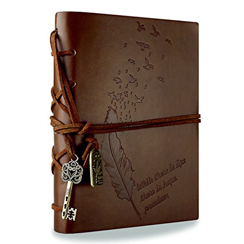 RYMALL Diario di viaggio in pelle, Retro Classic Notebook ad Chiave Magica String, Copertura del Cuoio di Chiave Magica String 160 Blank Jotter Brown