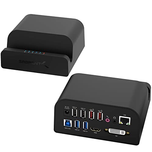 SABRENT Docking Station USB 3.0 per PC e Laptop, con Hub USB: 2 porte USB 3.0, 2 porte USB 2.0, 2 porte USB di ricarica, 1 HDMI, 1 DVI, 1 Ethernet, 1 audio in, 1 audio out, per Windows-MAC(DS-RICA-EU)