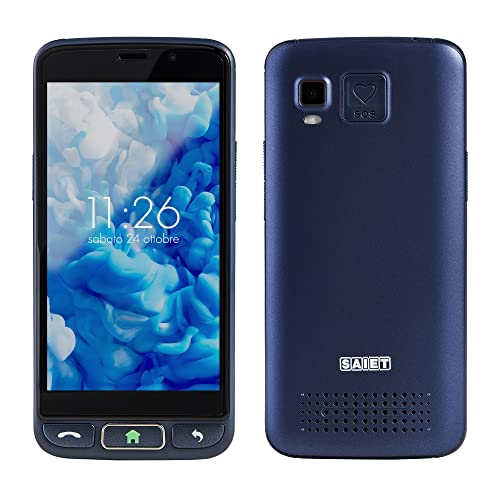 SAIET STS502 Cellulare Smart Senior Per Anziani Tasti Grandi E Lettere Grandi 4G Con Whatsapp Tasto SOS Android OS 10 Blue… (Blue)