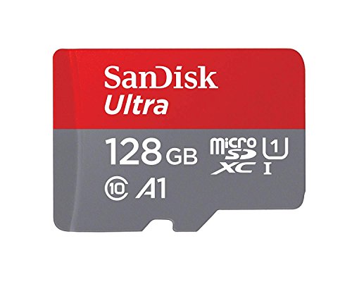 SanDisk Ultra Scheda di Memoria MicroSDXC e Adattatore, con A1 App Performance, Velocità Fino a 100 MB Sec, Classe 10, U1 , Single Pack, 128 GB, Rosso Grigio