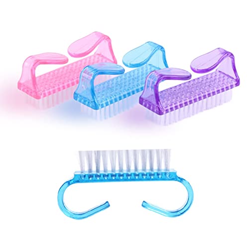 SIOPPKIK 4 spazzole per unghie con manico, spazzola per la pulizia delle unghie, spazzola per la pulizia delle unghie(rosa, blu, viola)