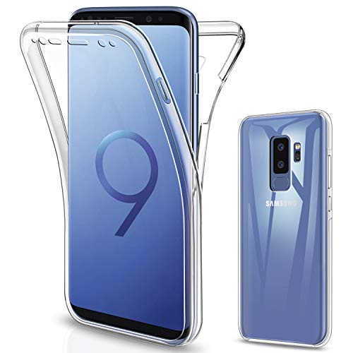 SOGUDE Cover per Samsung Galaxy S9 Plus, Custodia per Samsung Galaxy S9 Plus, Transparent 360° Full Body Protezione Silicone TPU Premium Resistente Case Cover