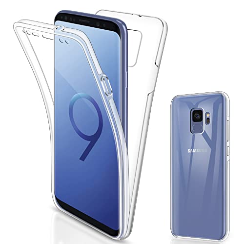 SOGUDE Cover Samsung S9, Custodia Samsung S9 Transparent 360°Full Body Protezione Silicone TPU Premium Resistente Case Cover per Samsung Galaxy S9