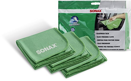 SONAX Panno per la Pulizia dei Vetri, Microfibra Professionale per Superfici in Vetro e Plastica, per una Pulizia Senza Striature e Senza Pelucchi, 3 Pezzi, Articolo Numero 04509410