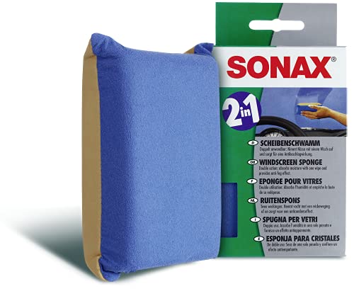 SONAX Spugna per Vetri con Doppia Funzione: Assorbe l’Umidità in una Sola Passata e Fornisce un Effetto Antiappannante, 1 Pezzo, Articolo Numero 04171000