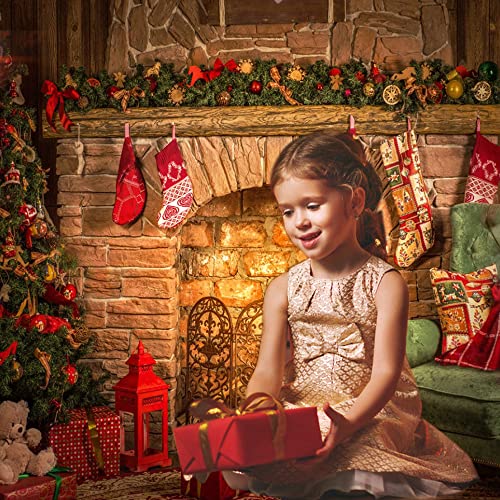 SRunDe 200x150cm Sfondo di Fotografia di Natale Camino Tema Sfondo Merry Christmas Fondale Fotografico Decorazione Per la Celebrazione Della Famiglia Regalo Sfondo Degli Ornamenti