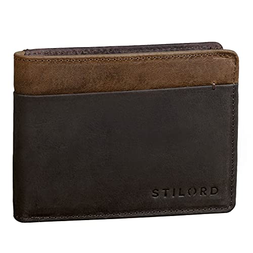 STILORD  Sterling  Portafoglio Uomo in Pelle Bicolore con Protezione RFID Portafogli Vintage con Portamonete, Colore:marrone scuro
