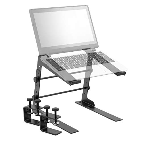 TIGER LEC14-BK Supporto regolabile da tavolo per laptop da DJ con morsetti da scrivania