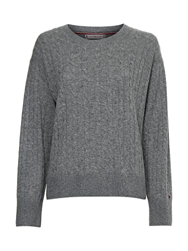 Tommy Hilfiger Cavo Softwool Pullover, Mid Grey Heather, S Donna...