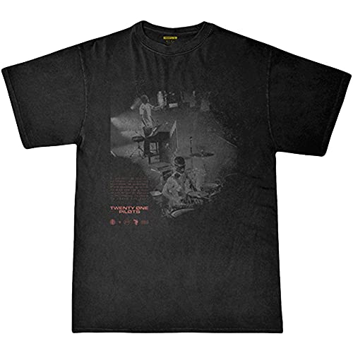 Twenty One Pilots T Shirt Masked Band Logo Trench Nuovo Ufficiale Uomo Nero Size XXL