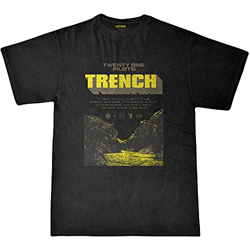 Twenty One Pilots T Shirt Trench Cliff Band Logo Nuovo Ufficiale Uomo Nero Size XXL