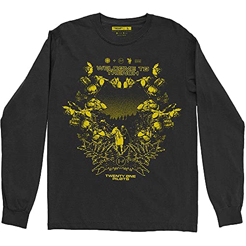 Twenty One Pilots T Shirt Trench Scene Logo Nuovo Ufficiale Uomo Nero Long Size L