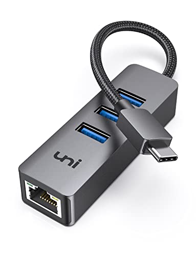 uni Adattatore da USB C a Ethernet 3 Porte, Hub USB C Thunderbolt 3 con RJ45 Gigabit Ethernet, Compatibile con MacBook Pro Air, iMac, iPad Pro Air, Surface Pro 7, Galaxy, XPS 17 15 13 ecc.