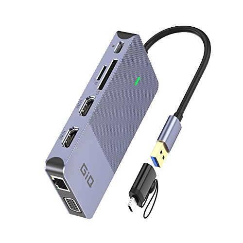 USB Docking Station Giq USB C Hub USB 3.0 to Dual HDMI VGA Adapter ...