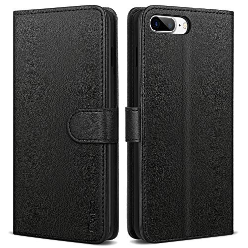 Vakoo Serie Wallet Custodia Cover per iPhone 7 Plus, Cover iPhone 8 Plus (5.5 Pollici), Flip Custodia Pelle per con RFID Blocking - Nero