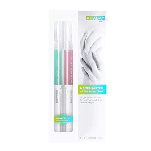 Vitabay Set duo rinforzante unghie 2 x 2 ml | Stick per la cura delle unghie con calcio e biotina | Trattamento unghie fragili | Testato in laboratorio e realizzato con materie prime di alta qualità