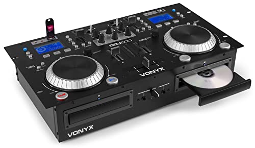 Vonyx CDJ500 - Doppio lettore CD MP3 USB Frullatore con Bluetooth, 2 canali, funzione auto-Cue, mixer integrato, uscite Master e Record, perfetto per DJ amatoriali o professionisti