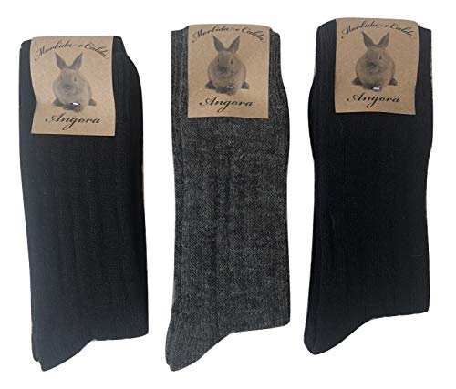 worldsocks calzini caldi in lana d  angora per uomo e donna,calze calzini invernali per il freddo made in italy,altezza metà polpaccio.(3 pack or 6 pack) (39-42, 3 paia ass.B)