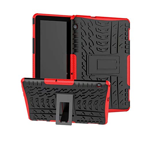 XITODA Custodia per Huawei MediaPad T5 10, Hybrid TPU Silicone & Duro PC Protezione Cover per Huawei MediaPad T5 10.1 Pollici 2018 Tablet Case Custodia con Kickstand Stand(Rosso)