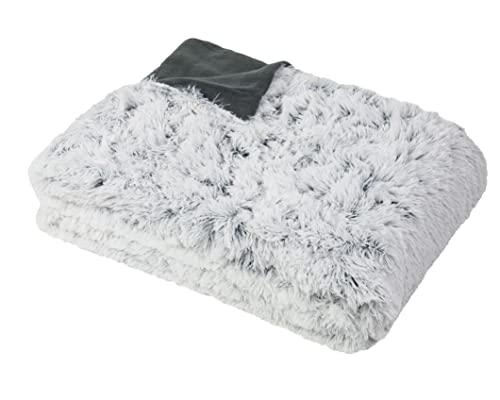 ZOLLNER Coperta da divano 220x240 cm, pelliccia finta, microfibra, bianco grigio