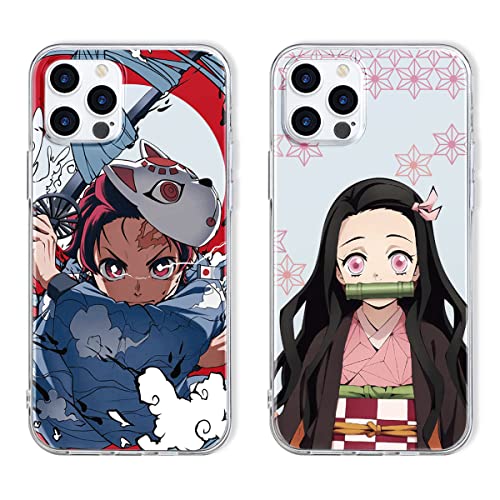 [2 Confezioni] Custodia per Huawei P10 Lite 5,2  Anime Demon Slayer Tanjirou Nezuko Protezione Case, Trasparente Morbida Sottile TPU Silicone Cover Compatibile con Huawei P10 Lite,