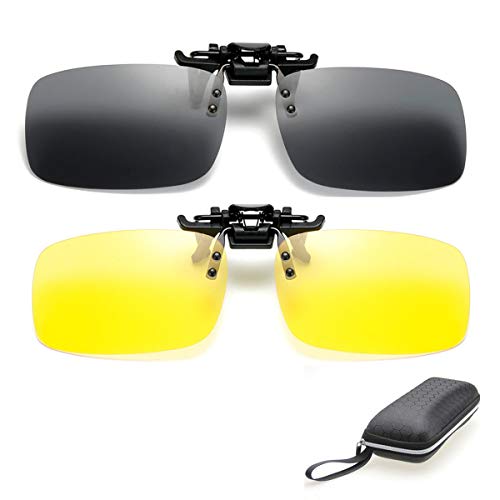 2 paia di occhiali da sole polarizzati Clip su occhiali ribaltabili per la visione notturna Antiriflesso Uomo Donna miopia UV400 per guida Golf Pesca Caccia Sport all aria aperta Funziona con scatola
