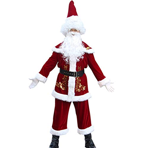 47-B Babbo Natale in Costume, di Velluto Oro Adulto Babbo Natale, Natale Spettacoli Spettacoli Abbigliamento, Vestiti Abiti Maschili (Color : Red, Size : XXXXXL)
