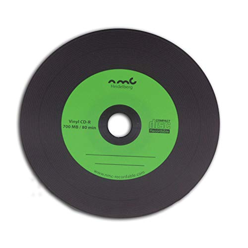 50 CD-R NMC effetto dischi in vinile, da 700 MB, verdi con retro di...